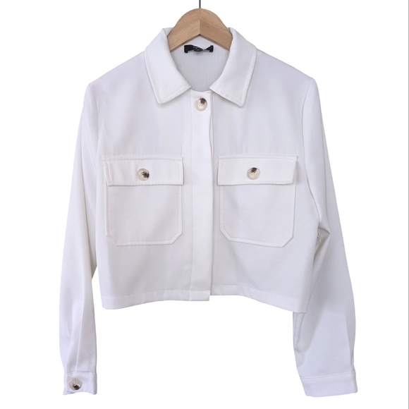 Lulus Jackets & Blazers - Lulu's White Cropped Button-Front Blazer Jacket
